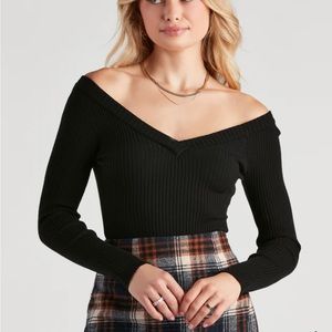 Off the shoulder bodysuit sweater